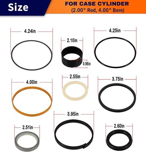 Hydraulic Cylinders Seal Kit (1543273C1/G109423) for Case Backhoe Loader Cylinder, 10 PCS Universal Repair Packings