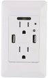 EG-U205 High Speed Dual USB Share 4.2A Charger with 15A Tamper Resistant Wall Receptacle 2 Outlets Band Panel/Night Light White ETL Listed