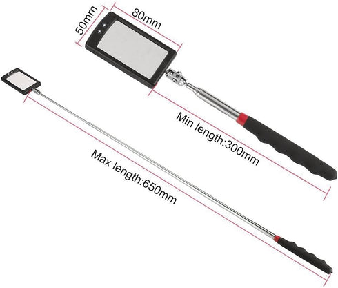 Telescoping Lighted Inspection Mirror, LED Lighted Flexible Mirror 360 Swivel for Extra Viewing