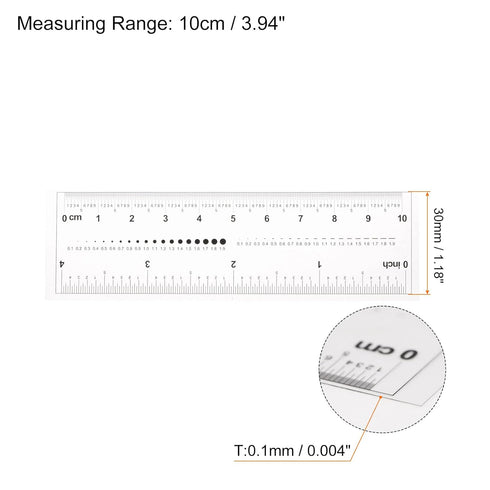 Film Flexible Ruler 4 Inch 0.1mm Scale PET Plastic Folding Straight Ruler Calibration Soft Ruler Measuring Tool for Factory, Transparent