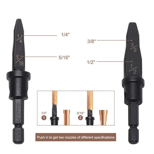 VideoPUP 5pcs Swaging Tool Drill Bit Set, Imperial Pipe Expander for Air Conditioning Copper Pipe Flaring Spin Set