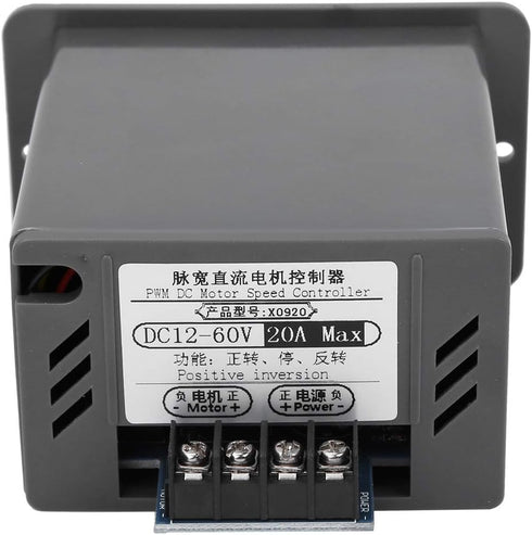 Motor Speed Controller, DC 12-60V 20A, Electric Motor Speed Regulator with Forward Reverse Switch