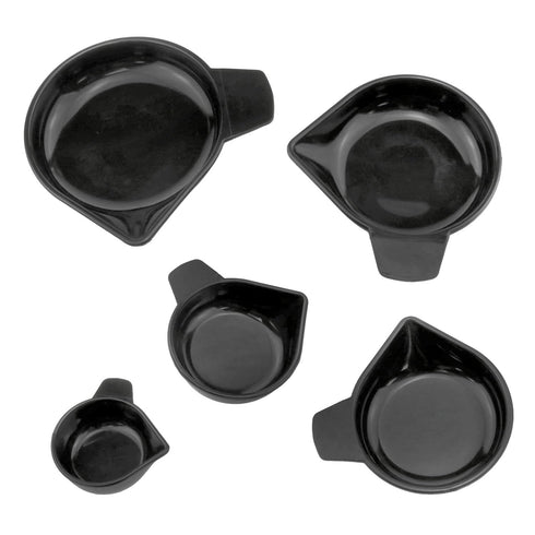 Weighing Pan Narrow Spout Plastic Scale Tray Set, 5 Sizes Black for Weighing Liquid Powder, etc. Lab Equipment