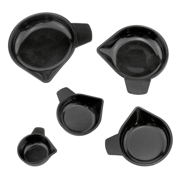 Weighing Pan Narrow Spout Plastic Scale Tray Set, 5 Sizes Black for Weighing Liquid Powder, etc. Lab Equipment