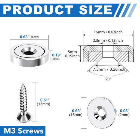 12pc Countersunk 20lbs 0.63x0.19inch LOVIMAG Neodymium Rare Earth Magnets, Strong with Hole & Iron Sheet, Force Cabinet