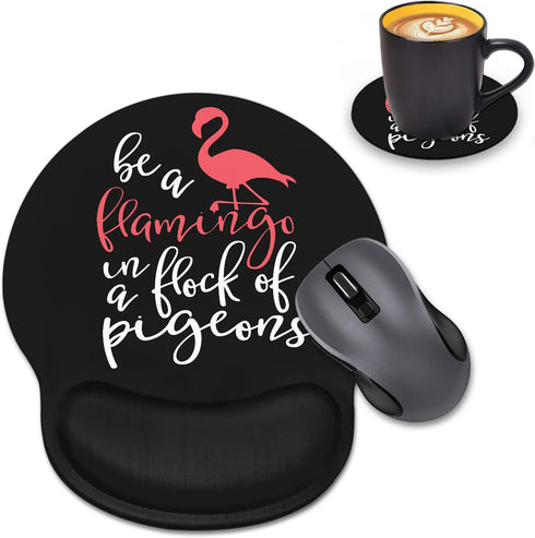Ergonomic Mouse Pad with Wrist Support & Coasters Set, Cute Large Non-Slip PU Base for Laptop Home Office,
