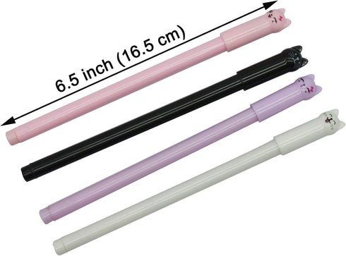 Maydahui 12 PCS Cat Rollerball Pens, Cute Cartoon Kitty Animal Pen, Black Gel Ink Smooth Writing for Cats Lovers