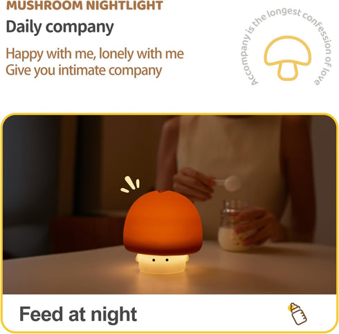 Dimmable YEEFIGRO Cute Baby Night Light for Kids,Rechargeable Silicone Nursery Toddler Mushroom Nightlight,Squishy