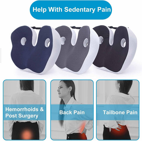 Sciatica/Hip/Tailbone Memory Foam Chair Cushion, Memory Foam Ergonomic Seat Cushion for Pain Relief, Seat Cushion
