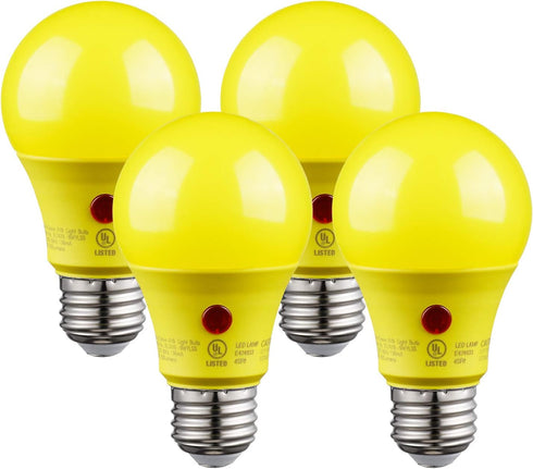 TORCHSTAR Yellow Dusk to Dawn Light Bulbs, Outdoor Sensor A19 LED, 9W (60W Equivalent), 600lm, 2700K Soft White