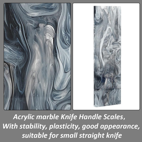 2pcs Black Marble Pattern Acrylic Knife Handle Scales, 6.3 2 0.27inch Knife Grips Sheets for DIY Crafts