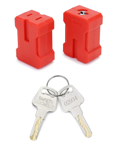QWORK Electrical Cord Plug Lockout Device, 2 Pack Safety Lock for 2 & 3 Prong Plugs, Built-in Lock Cylinder