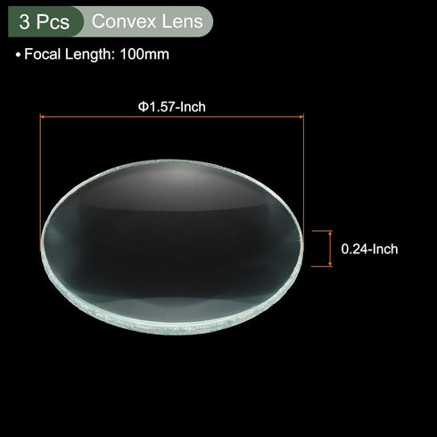YOKIVE 3 Pcs Double Convex Lens, Clear Glass Optical Lenses | Make Telescope, Great for Photography, Optical Instruments Use (Clear, 100mm Focal Length)