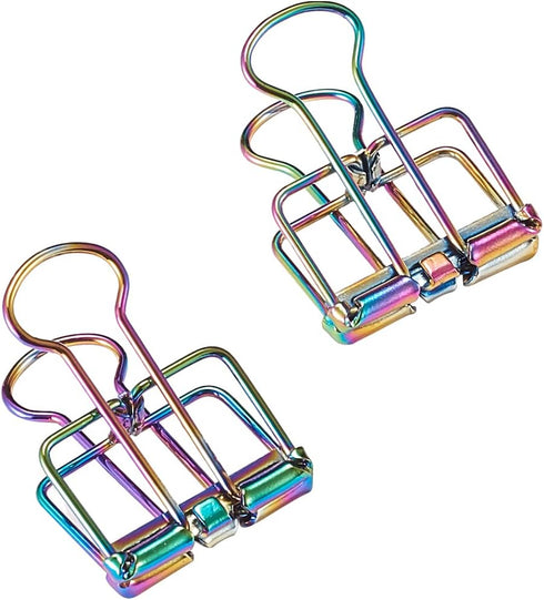 LiQunSweet Colorful Metal Skeleton Frame Binder Clips, 10 Pcs, 0.75 Inch, Hollow Wire Paper Clip
