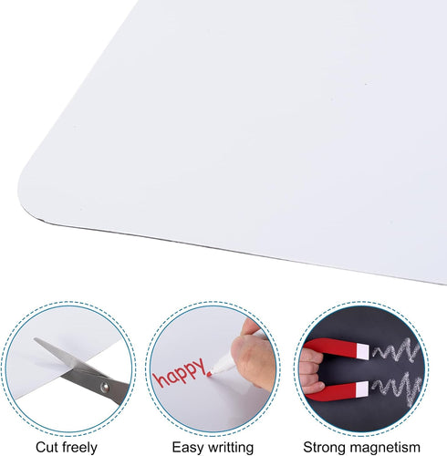 PATIKIL 4 Pcs Magnetic Dry Erase Whiteboard Paper, 12" x 8" Adhesive Stickers for Fridge & Office Use