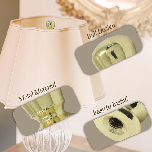 Biaungdo 2 1/4-27 Inch Pcs Ball Lamp Finial Cap Knob, Gold Lamp Shade Screw Cap Top Lamps Decoration for Lamps Shade