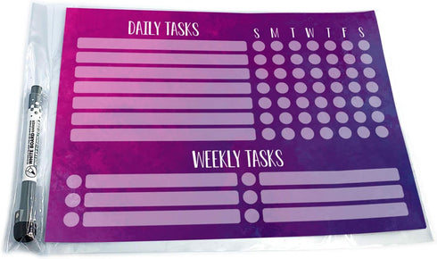Dry Erase Whiteboard Task Planner with Removable Adhesive Decal, Fine-Tip Magnetic Marker Included (9 x 12 inches,