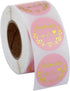Yoption 1.5 Inch Round Handmade with Love Stickers - Pink for Packaging, 500 Labels per Roll