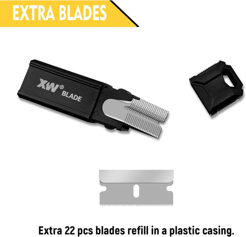 7-Pack Set, 4 3 22 XW Razor Scraper PCS All-Metal Razor Blade Scrapers and PCS Mini Plastic Scrapers, Extra PCS Razor