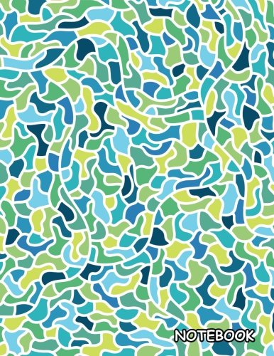 Blue Green Design Notebook - Blank Unlined/Non-ruled, 8.5 x 11 Inches, 100 Pages