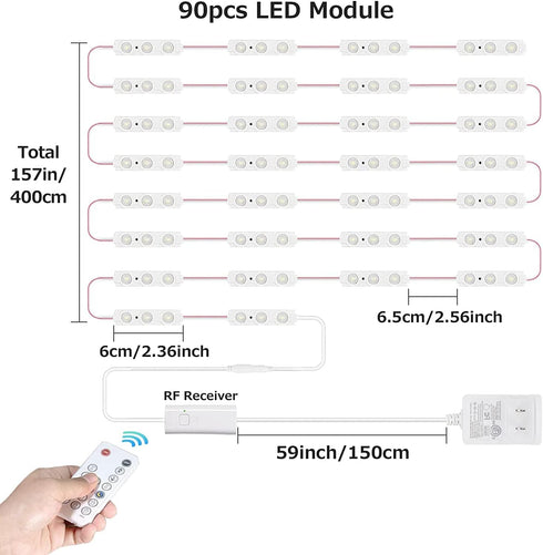 Dimmable 13ft(4m), Kintion LED Vanity Mirror Lights with RF Remote, Hollywood Style Bathroom Waterproof, for Full Body