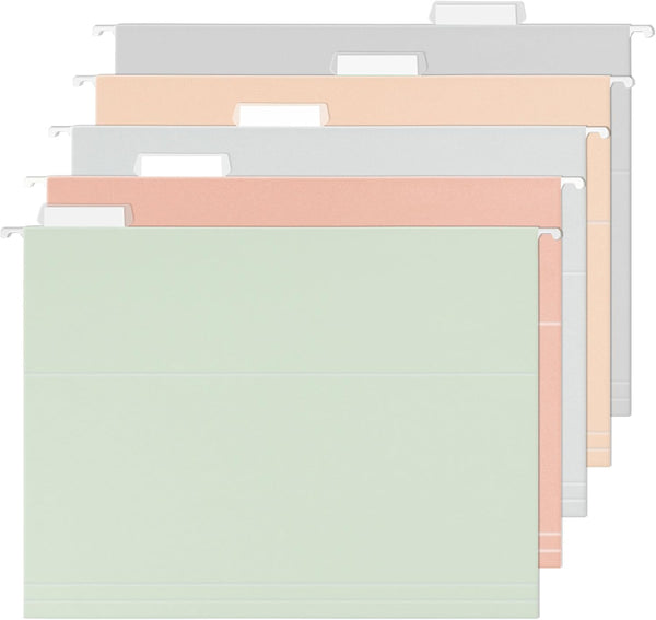 SUNEE Hanging File Folders, Letter Size, 25 Count in Pastel Colors with 1/5-Cut Tabs for Home and Office Organization