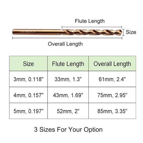 10Pcs 5/32" Cobalt Drill Bits, M35 HSS Metal Jobber Length Twist Drill Bit Set for Hard Metal, Stainless Steel, 4mm
