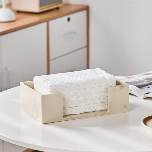 Polytree Countertop 10"L 6"W Marble Beige Napkin Holder for Bathroom, Paper Towel Dispenser for Kitchen, x