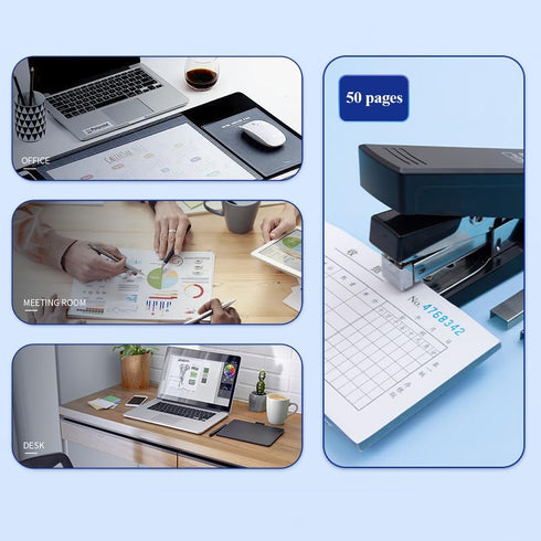 M&G Effortless Desktop Stapler, 50 Sheet Capacity, One Finger Stapling, Includes 1000 Staples and Staple Remover (Black)