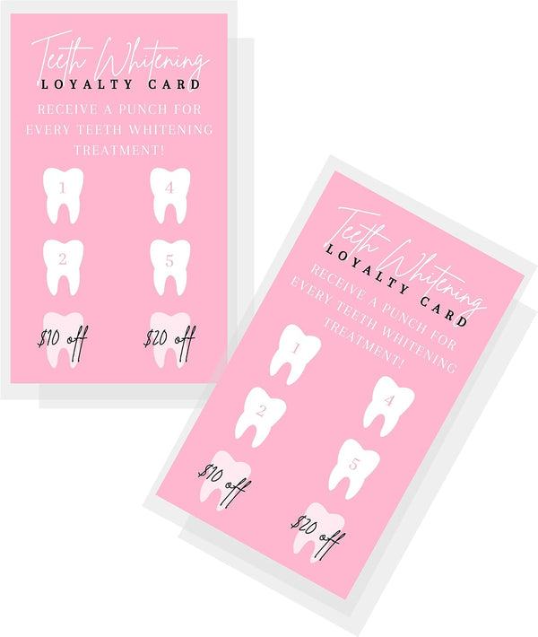 Lashicorn Teeth Whitening Loyalty Reward Cards | 50 Pack | Size 2x3.5" inch