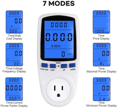 US Plug Multi Functional Power Meter, Backlight Monitor for Voltage Electricity Measurement, Home Tools Kits