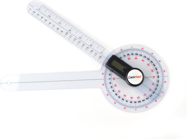 GemRed 12" Digital Goniometer, 360 Degree Physical Therapy Plastic Protractor for Joint Range of Motion