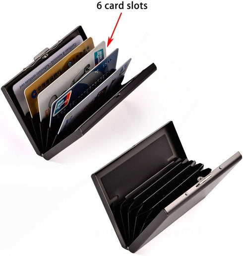 EASTNIGHTS Credit Card Holder - Stainless Steel Credit Card Case Metal ID Card Holder RFID Wallets