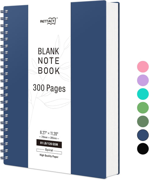 RETTACY A4 Blank Journal Notebook, 150 Sheets, 8.27" × 11.2", 81 LB/120 GSM Premium Acid-Free Paper for Artists