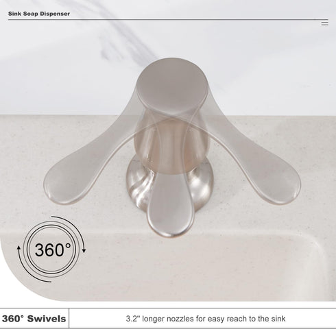 40" GAGALIFE Kitchen Sink Soap Dispenser Brushed Nickel, Under Sink Soap Dispenser with Silicone Extension Tube Kit,Say