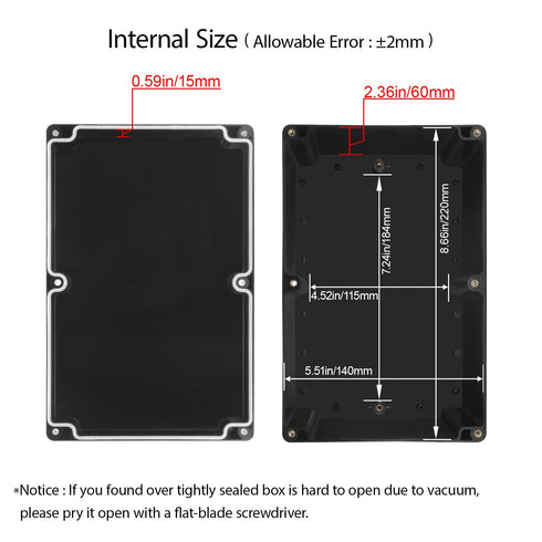 LeMotech Project Box ABS Plastic Junction Box IP65 Waterproof Universal Electrical Enclosure Black 8.9X 5.7X 3.1 inch