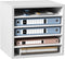 VEVOR Office Mailbox Literature Organizers, 5 Compartments with Adjustable Shelves, Wood Sorter 13.9x12x13 inches, White