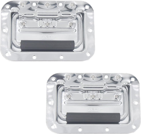 2PCS Spring Loaded Pull Handle, Heavy Duty Furniture Hardware for Box Chest Cabinet with Rubber Grip