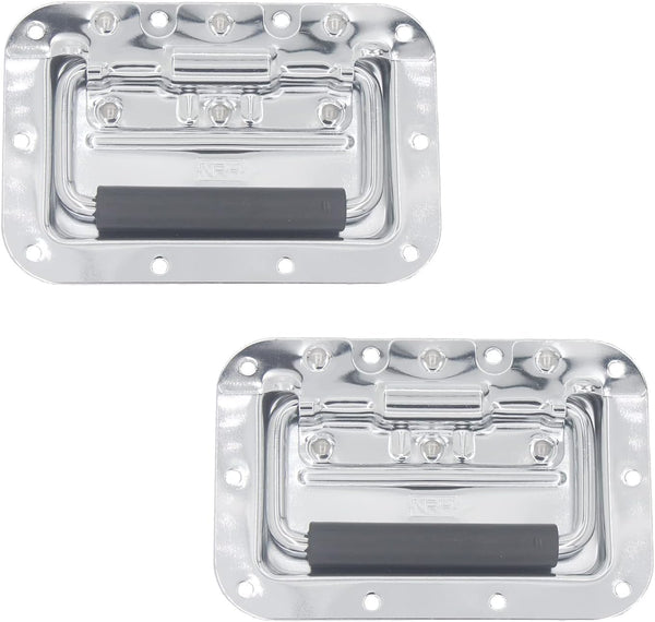 2PCS Spring Loaded Pull Handle, Heavy Duty Furniture Hardware for Box Chest Cabinet with Rubber Grip