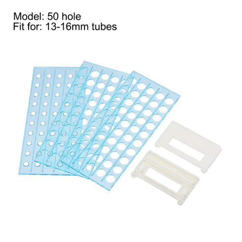 uxcell 2Pcs Detachable Polypropylene Test Tube Holder Rack, 50 Hole for 13-16mm Tubes Light Blue