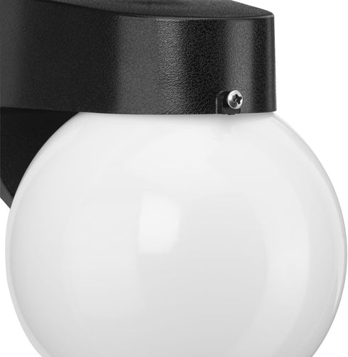 1-Light Progress Lighting Polycarbonate Outdoor White Acrylic Shade Modern Outdoor Wall Light Textured Black