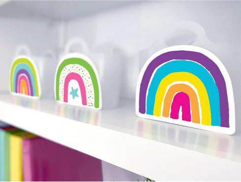 Carson Dellosa 150-Piece Rainbow Fun Bulletin Board Cutouts, Heart, Star, Emoji, Rainbow Décor for Classroom and Door