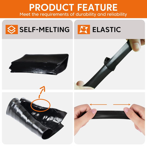2 Rolls Self Fusing Silicone Tape, 1in(W) x 10ft(L), Waterproof Leak Seal Tape, Black
