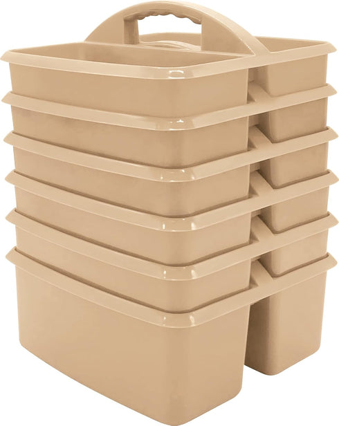Teacher Created Resource Light Brown Portable Plastic Storage Caddy - 6-Pack for Classroom and Office Organization