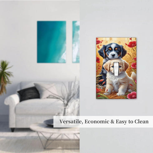 haigof 1 3 5 Inch Cute Dog Light Switch Cover Wall Plate Gang Single Plates Print Faceplate Home Decor X