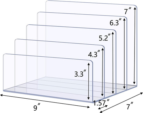 Sooyee Clear File Organizer for Desk, 4-Section Mail Holder for Home Office, Acrylic Organizer for Letter, Document