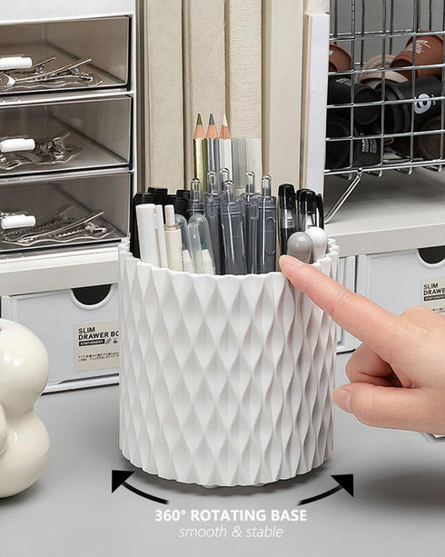 Unique Rotating Pen Pencil Holder for Desk, 5 Slots, Aesthetic Desktop Supplies for Women, Girls, Home, Office