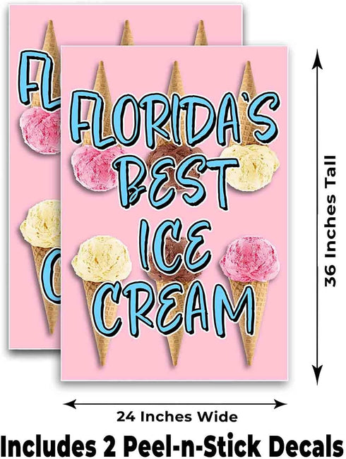 TampaPrinting (24" 36") (Pack 2) Florida's Best Ice Cream X Vinyl Decal Only of |Sign|Sticker|Poster