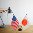 Set-Miniature US American & Japan Friendship Desk Flag, Japanese Flags For Room Display, Twin Desk Flag USA & Japan