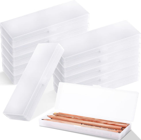 Crtiin 50 Pcs Pencil Boxes Bulk, Plastic Clear Pencil Case for School Supplies Organization (7.17 x 2.36 x 0.94 Inch)